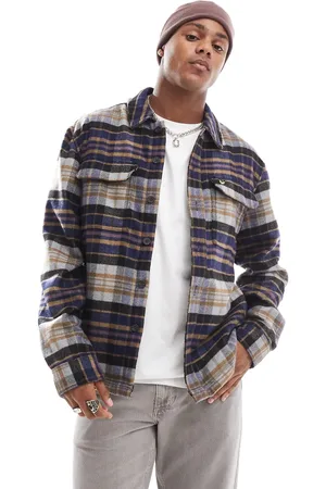 Lyle & Scott Sobrecamisa azul marino oscuro y tiza a cuadros de franela de