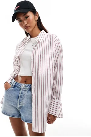 New Look Camisa a rayas de popelina de -Rojo