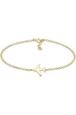 Elli Pulsera dorada con diseño de filigrana de avión de plata de ley 925 para mujer de