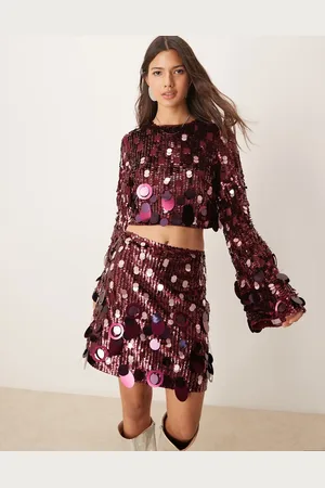 ASOS Minifalda con diseño tridimensional de lentejuelas de (parte de un conjunto)-Rojo
