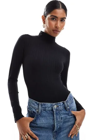 ASOS Body con cuello alzado y diseño moldeador de canalé ancho sin costuras de