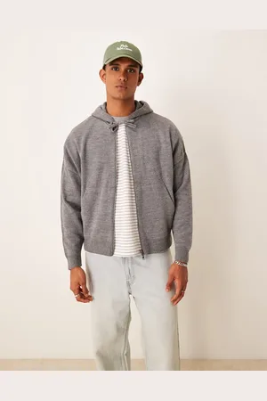 ASOS Sudadera gris jaspeado de corte cuadrado ultragrande con capucha de punto de