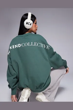 ASOS Sudadera extragrande con logo grande en la espalda de Weekend Collective-Verde