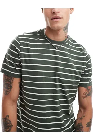 New Look Camiseta verde a rayas blancas de