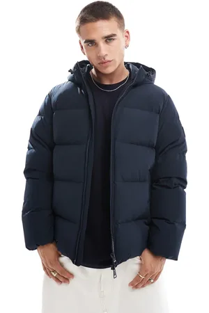 Tommy Hilfiger Chaqueta de plumas con capucha en azul marino de