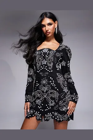 ASOS Vestido corto con abalorios plateados de