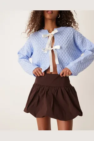Miss Selfridge Minifalda con bajo abullonado de -Marrón