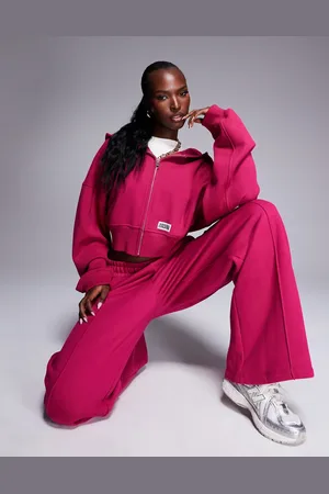 ASOS Sudadera rosado con capucha, cremallera y etiqueta de tejido grueso de Weekend Collective (parte de un conjunto)-Rojo
