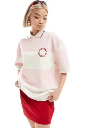ASOS Polo rosa a rayas de Weekend Collective-Multicolor