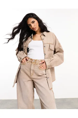 ASOS Camisa vaquera marrón extragrande con lavado ácido de Weekend Collective (parte de un conjunto)