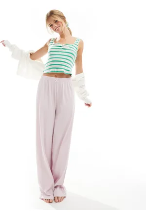 ASOS Camiseta de tirantes a verdes y lilas con coletero abullonado de canalé Mix & Match de