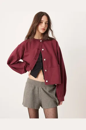 ASOS Chaqueta vaquera sin solapas de -Rojo