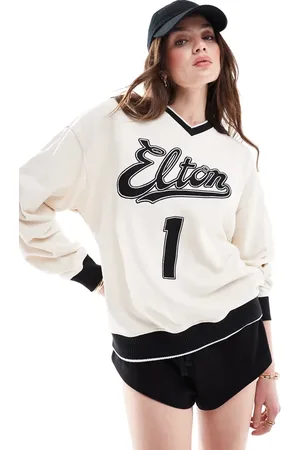 Cotton On Sudadera color leche de clásica con cuello redondo y estampado gráfico con motivo de Elton John de Cotton On-Blanco