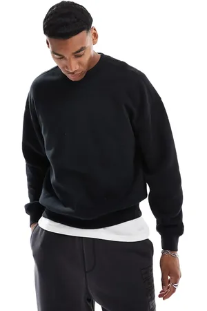 Hollister Sudadera negra de corte cuadrado con cuello redondo de