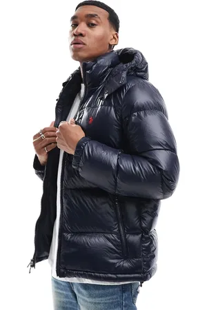Ralph Lauren Chaqueta de plumón con capucha desmontable y acabado brillante de