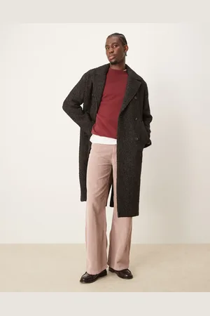 Abercrombie & Fitch Abrigo con patrón de espiga y doble botonadura de mezcla de lana de