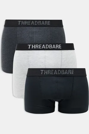 Threadbare Pack de 3 calzoncillos de color negro, gris carbón y gris de