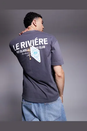 River Island Camiseta negra extragrande con estampado "Le Riviére" de