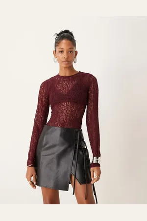 New Look Body con cuello redondo de encaje de -Rojo