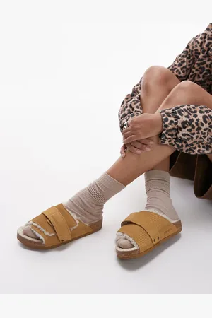 Birkenstock Sandalias marrones unisex de borreguito Kyoto de