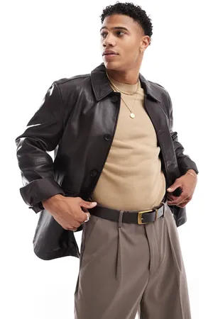 ASOS Chaqueta Harrington de cuero auténtico premium de
