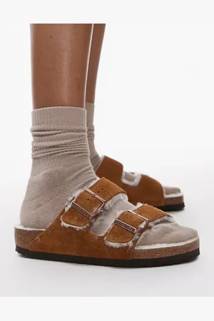 Birkenstock Sandalias color visón unisex de ante y borreguito Arizona de