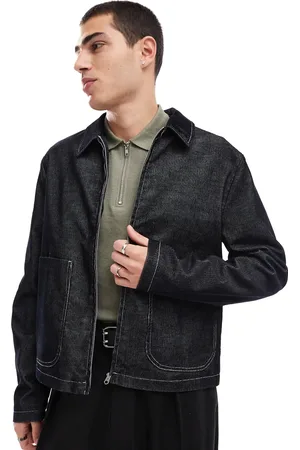 ASOS Chaqueta Harrington de pana con acabado lavado y pespuntes en contraste de