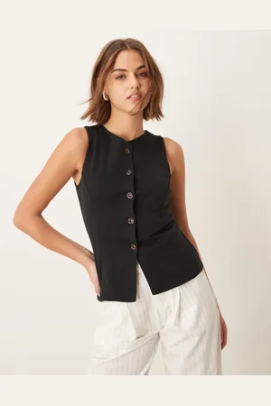 New Look Chaleco abotonado con cuello redondo de punto liso de
