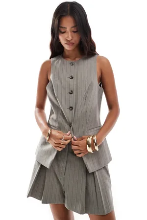 ASOS Chaleco marrón a rayas con cuello subido de (parte de un conjunto)