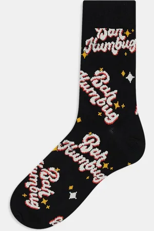 ASOS Calcetines negros con estampado de texto "Bah Humbug" de Navidad de
