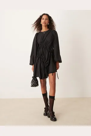 Ghospell Vestido corto fruncido extragrande de