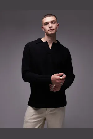 Topman Jersey holgado con cuello de solapas abierto de lana de cordero de premium de