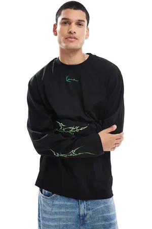 Karl Kani Camiseta negra de manga larga con logo de firma de