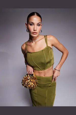 ASOS Top corsetero verde ajustado de tirantes de (parte de un conjunto)