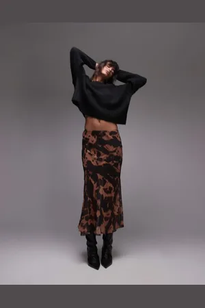 Topshop Falda midi de corte relajado con estampado carey de