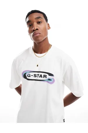 G-Star Camiseta blanca extragrande con estampado degradado del logo Old Skool de