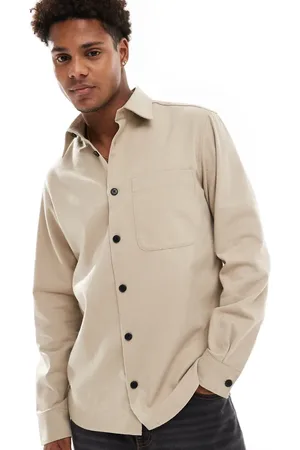 JJ Sobrecamisa beis de tejido grueso de -Beis neutro
