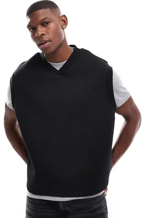 ASOS Chaleco extragrande con cuello de pico de tejido efecto neopreno de