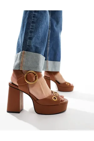 ASOS Sandalias color de tacón alto con plataforma y tachuelas Nacho de -Marrón
