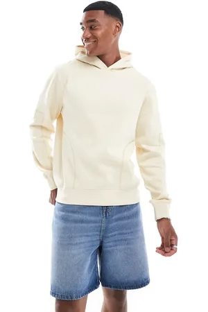 Threadbare Sudadera hueso con capucha y detalle de costura de