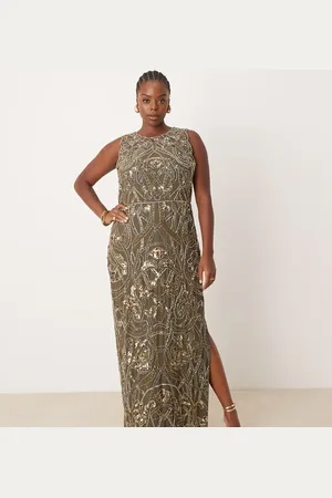 ASOS Vestido largo con diseño adornado estilo "art noveau" de ASOS DESIGN Curve