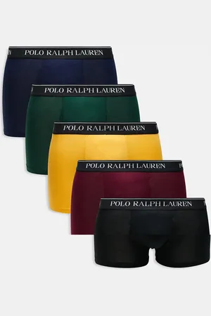 Ralph Lauren Pack de 5 calzoncillos de color rojo, azul, amarillo, verde y negro con logo en la cinturilla de