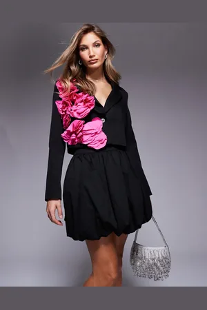 ASOS Minifalda negra abullonada de popelina de algodón de