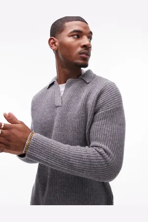 Topman Jersey holgado con cuello de solapas abierto de lana de cordero de premium de