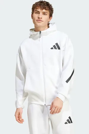 adidas Chaqueta de chándal blanca con capucha y cremallera premium Z.N.E de adidas