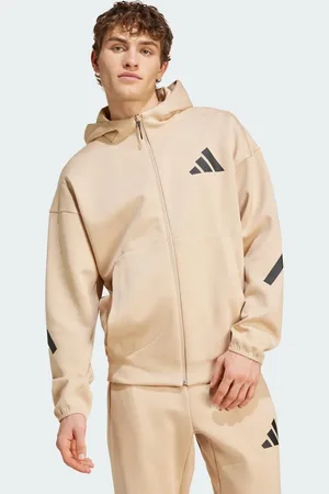 adidas Chaqueta de chándal beis con capucha y cremallera premium Z.N.E de adidas-Beis neutro