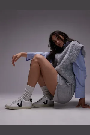 Veja Zapatillas de deporte blancas y negras con logo de cuero Esplar de