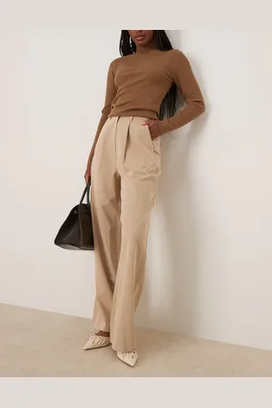 Miss Selfridge Pantalones color de corte sartorial y pernera ancha de -Beis neutro