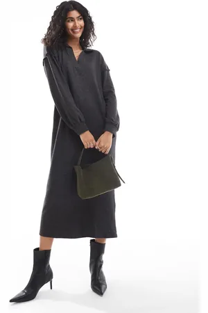 VERO MODA Vestido semilargo jaspeado con cuello tipo polo de tejido muy suave de