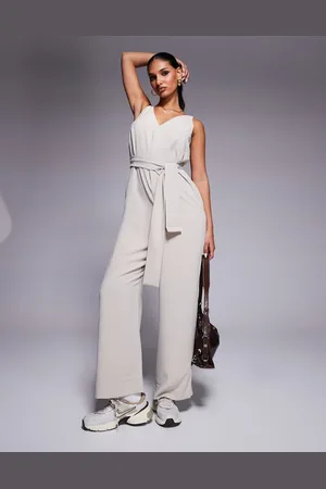 Armani Exchange Mono largo con lazada en la cintura de -Beis neutro